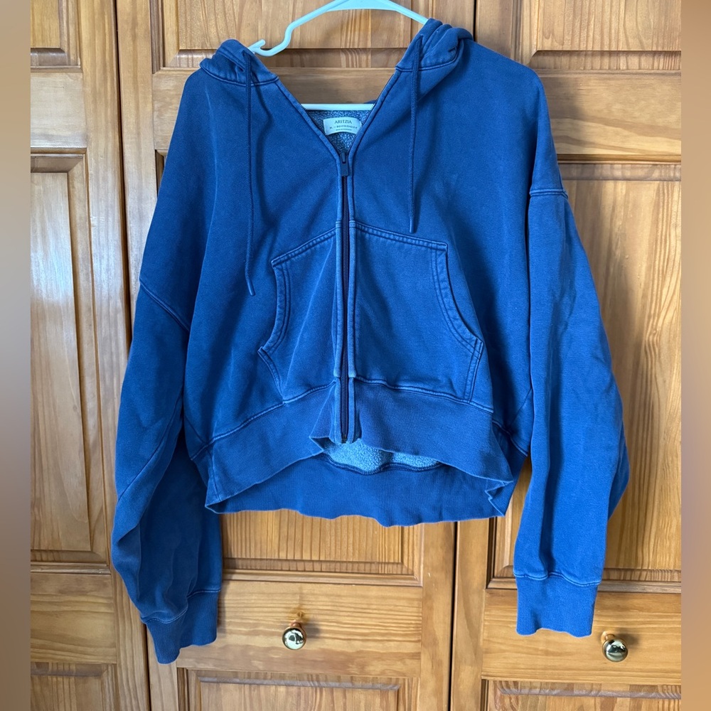 Aritzia Navy Boyfriend Fit Zip-Up